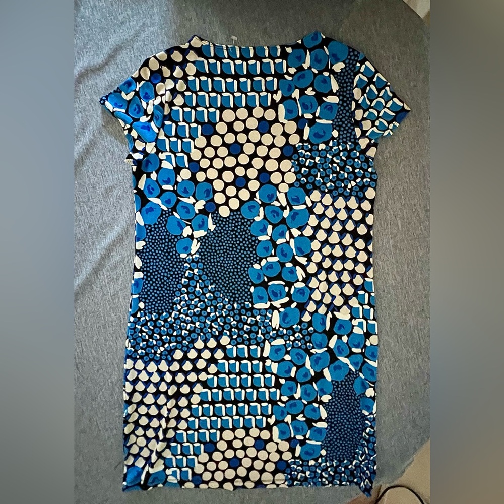 CHICO’S Blue, Black & White Geometric Tunic Dress Size 1  US M  NWOT P2P: 18” - Picture 11 of 14